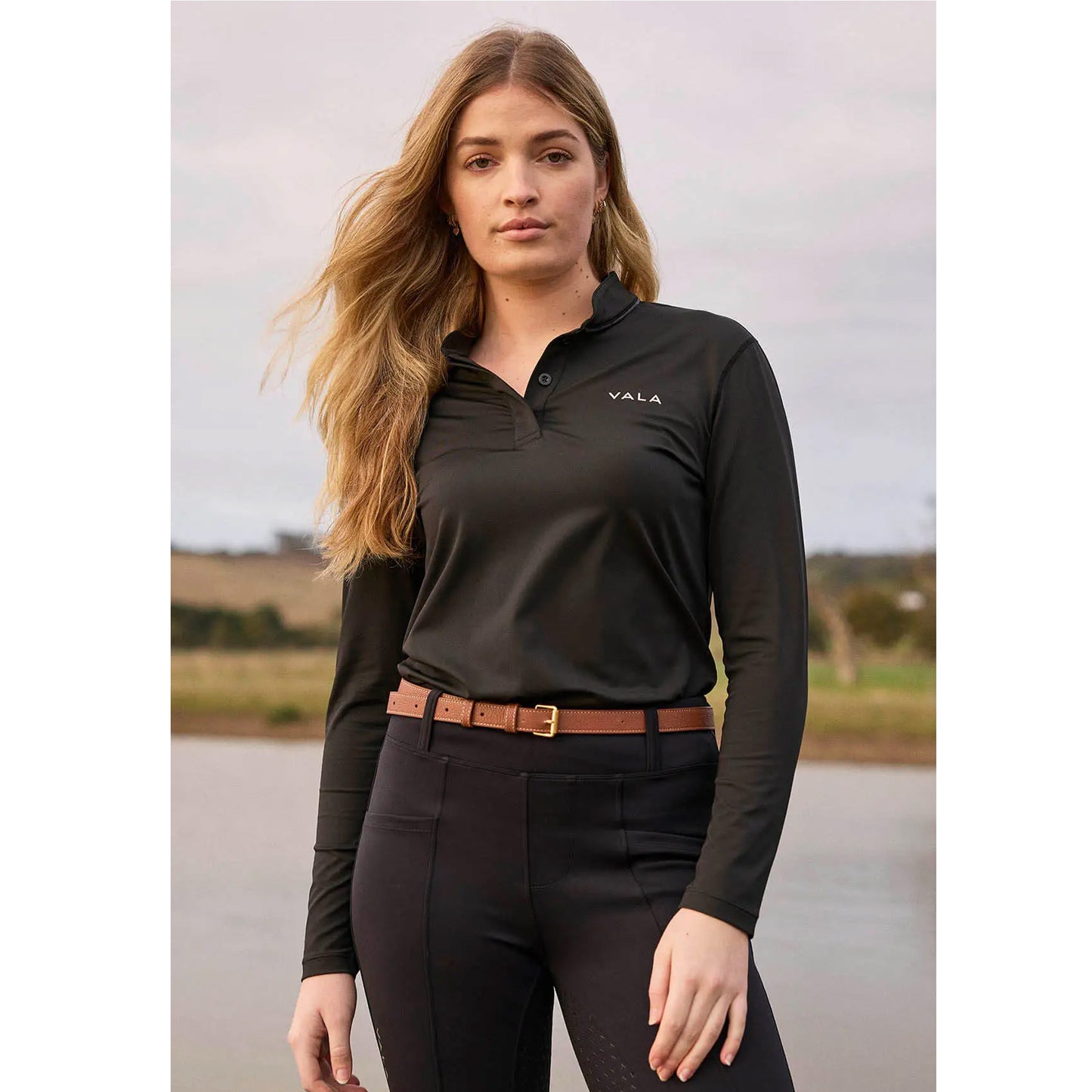 VALA Long Sleeve Riding Collared Polo